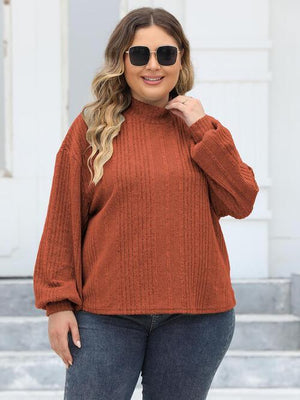 Versatile Mock Neck Plus Size Knit Top-MXSTUDIO.COM