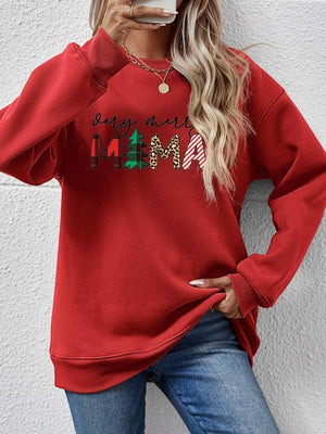 Very Merry Mama Long Sleeve Christmas Sweatshirt-MXSTUDIO.COM