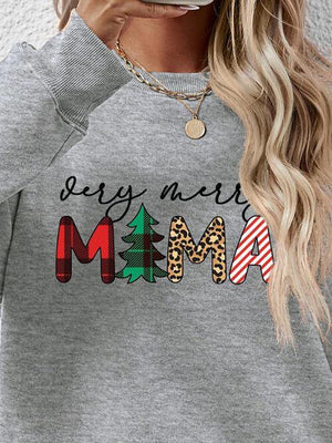 Very Merry Mama Long Sleeve Christmas Sweatshirt-MXSTUDIO.COM