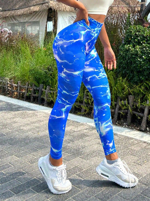 Vibrant Active Royal Blue Tie Dye Leggings - MXSTUDIO.COM