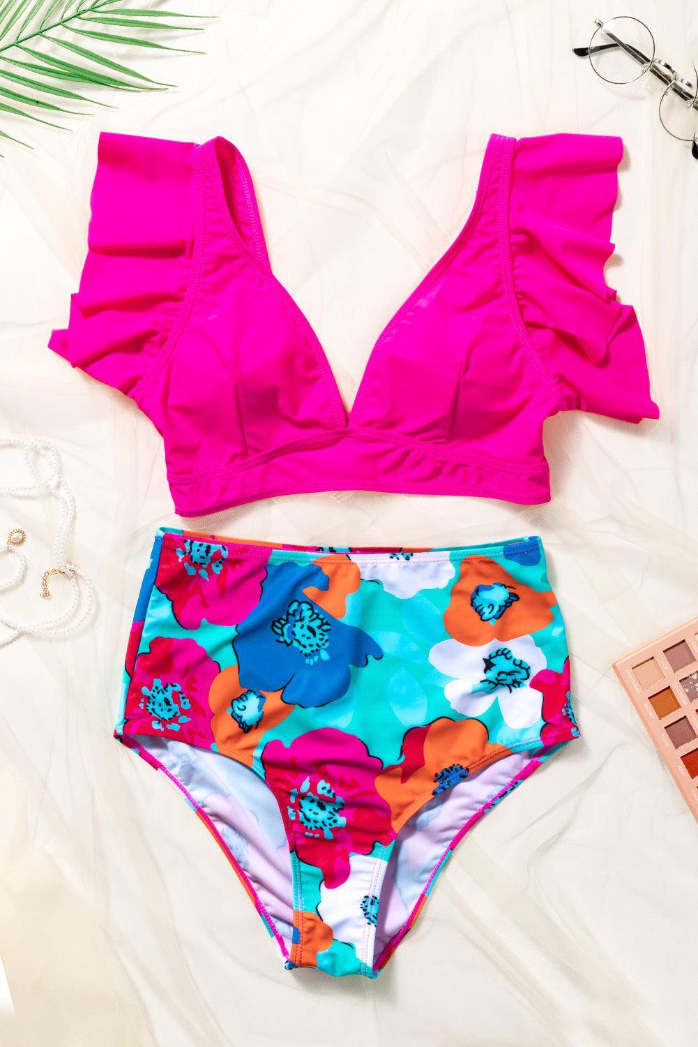 a bikini top and panties on a bed