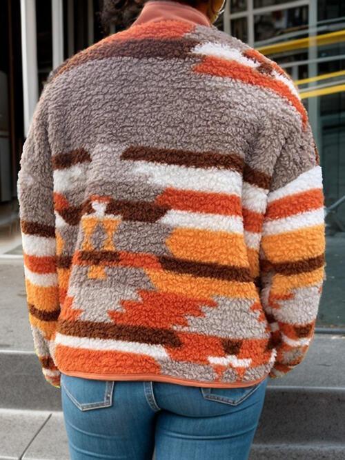 Vibrantly Warm Snap Front Fleece Jacket-MXSTUDIO.COM