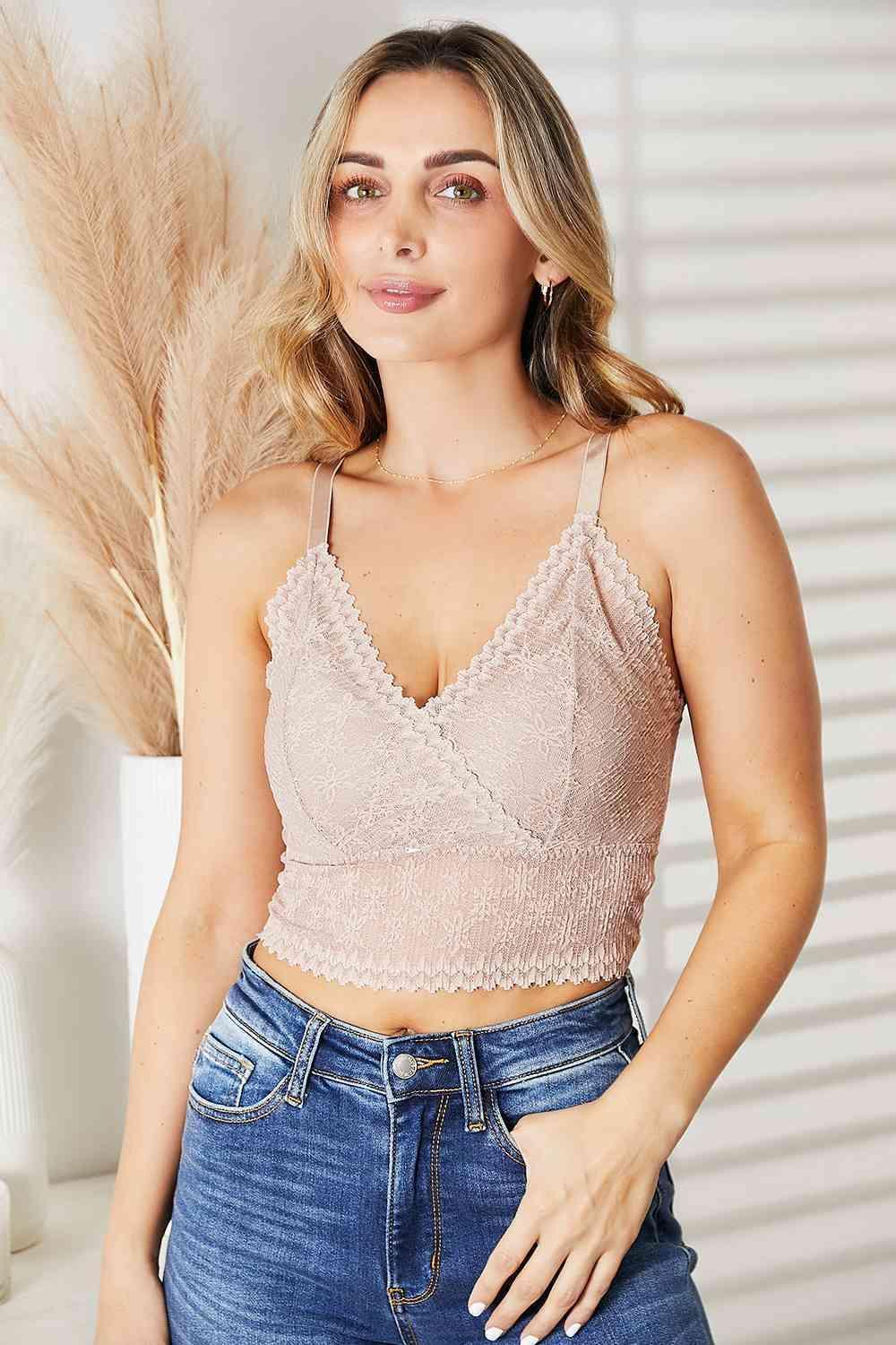 Visually Stunning Mocha Plus Size Lace Bralette - MXSTUDIO.COM