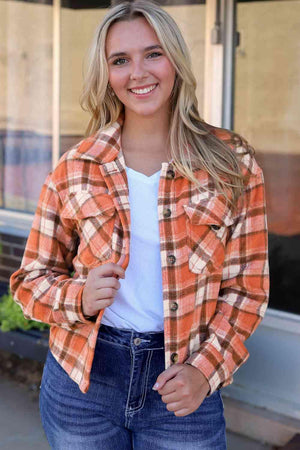Vivaciously Warm Button Down Plaid Shirt Jacket - MXSTUDIO.COM
