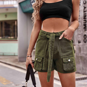 Wander In Style Belted Denim Shorts - MXSTUDIO.COM