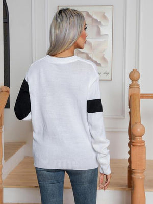 Warm Delight Color Block Cable-Knit Sweater - MXSTUDIO.COM