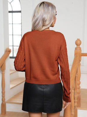 Warm Lounge Cable Knit Crew Neck Sweater - MXSTUDIO.COM