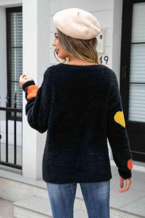 Warm Love Crew Neck Heart Sweater - MXSTUDIO.COM