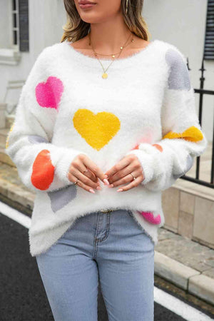 Warm Love Crew Neck Heart Sweater - MXSTUDIO.COM
