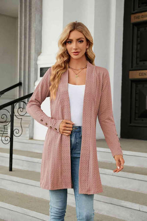 Warm Partner Open Front Long Sleeve Cardigan - MXSTUDIO.COM