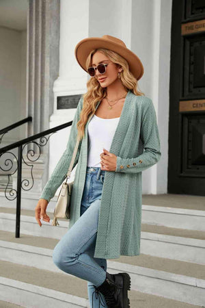 Warm Partner Open Front Long Sleeve Cardigan - MXSTUDIO.COM
