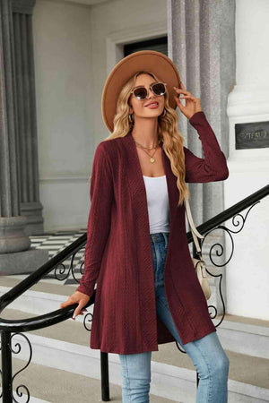 Warm Partner Open Front Long Sleeve Cardigan - MXSTUDIO.COM
