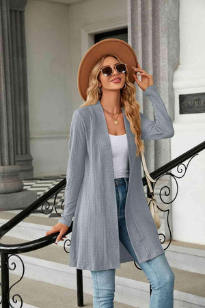 Warm Partner Open Front Long Sleeve Cardigan - MXSTUDIO.COM