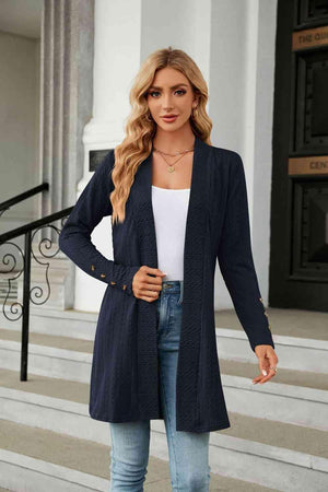 Warm Partner Open Front Long Sleeve Cardigan - MXSTUDIO.COM