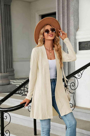 Warm Partner Open Front Long Sleeve Cardigan - MXSTUDIO.COM