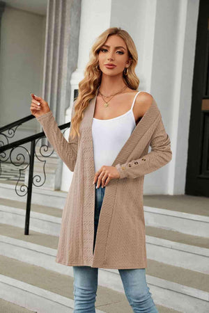 Warm Partner Open Front Long Sleeve Cardigan - MXSTUDIO.COM