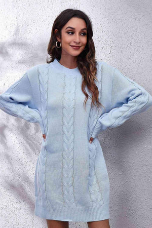 Warm Serenity Cable Knit Sweater Dress - MXSTUDIO.COM