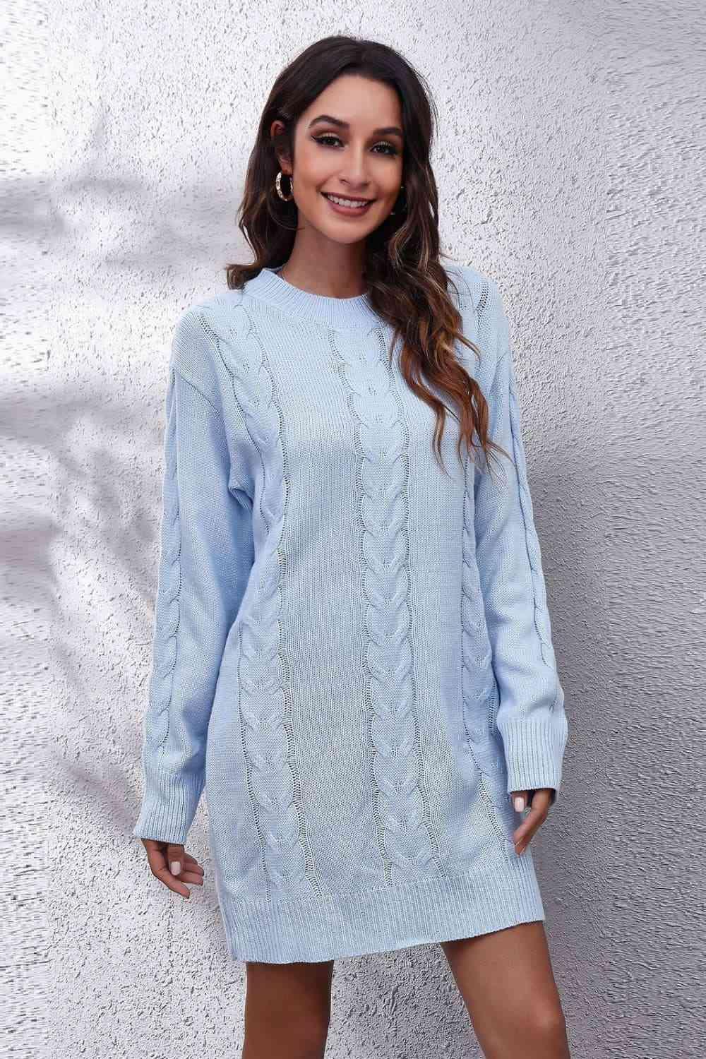 Warm Serenity Cable Knit Sweater Dress - MXSTUDIO.COM