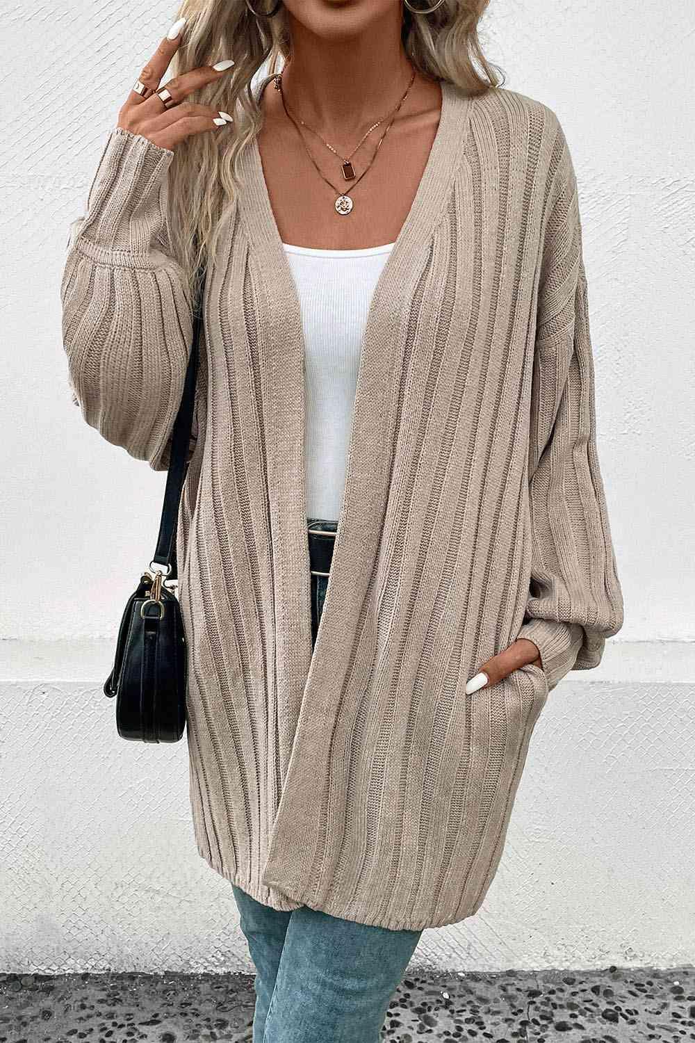 Warm Shield Open Front Long Cardigan-MXSTUDIO.COM