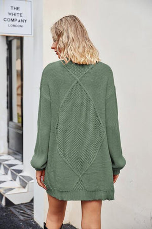Warm Shield Pocketed Open Front Knit Cardigan - MXSTUDIO.COM
