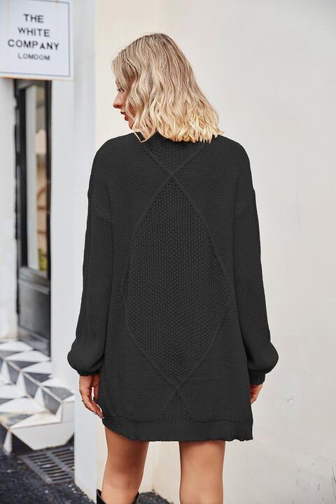 Warm Shield Pocketed Open Front Knit Cardigan - MXSTUDIO.COM