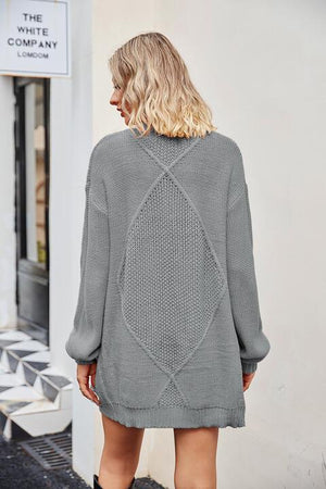 Warm Shield Pocketed Open Front Knit Cardigan - MXSTUDIO.COM