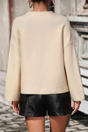 Warm Sophistication Mock Neck Pullover Sweater - MXSTUDIO.COM