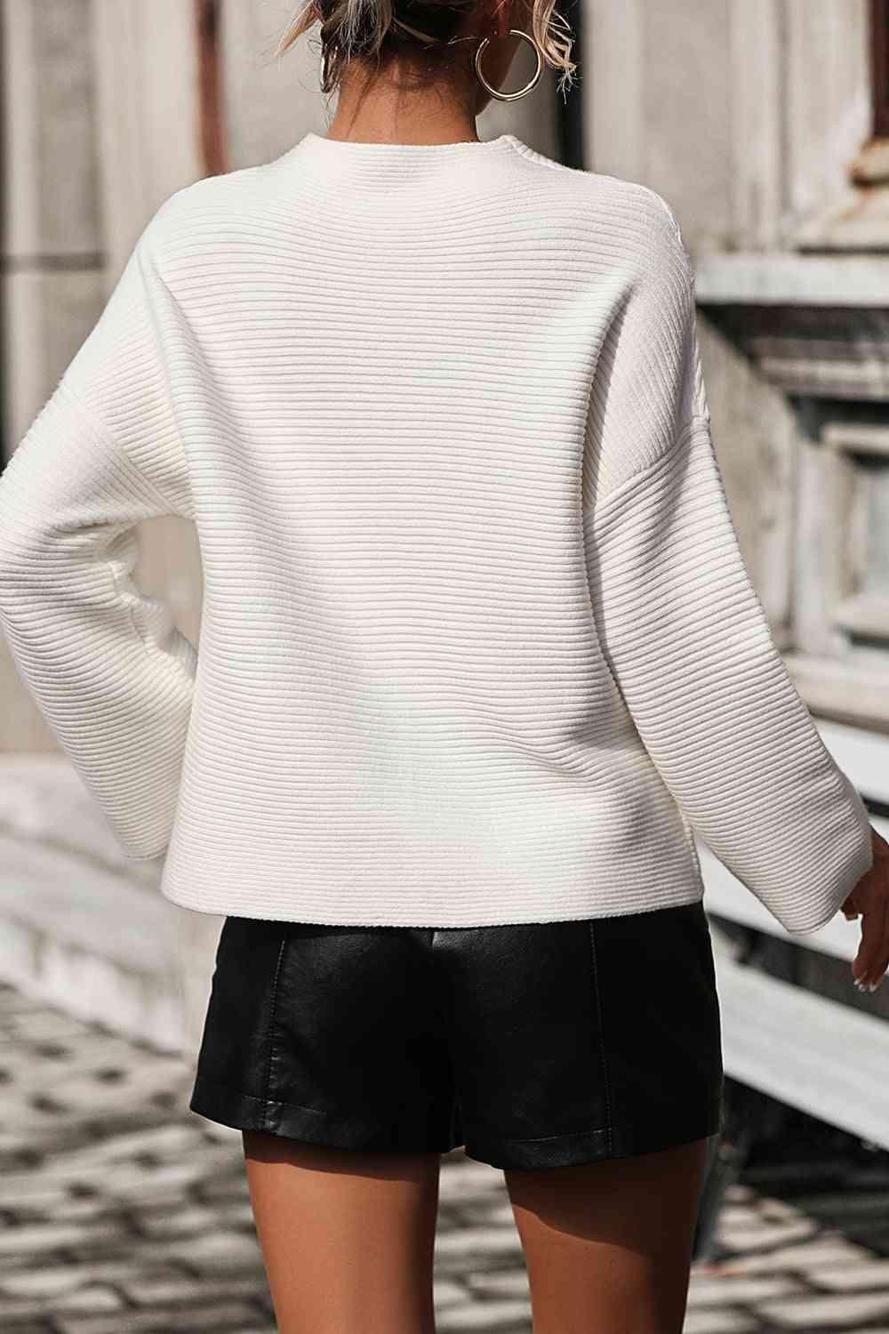 Warm Sophistication Mock Neck Pullover Sweater - MXSTUDIO.COM