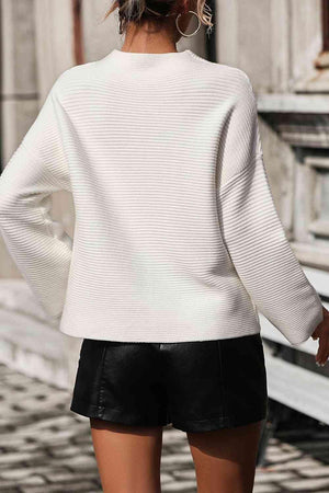 Warm Sophistication Mock Neck Pullover Sweater - MXSTUDIO.COM