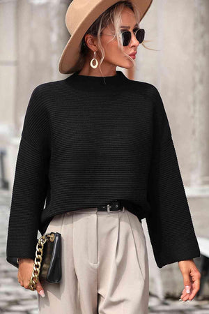 Warm Sophistication Mock Neck Pullover Sweater - MXSTUDIO.COM