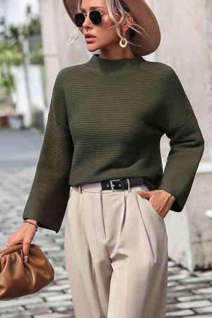 Warm Sophistication Mock Neck Pullover Sweater - MXSTUDIO.COM