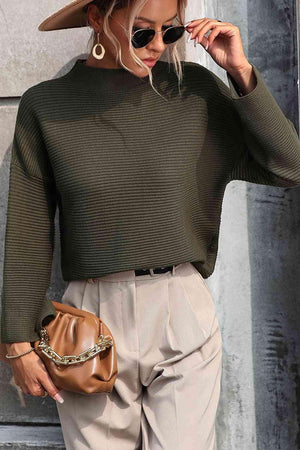 Warm Sophistication Mock Neck Pullover Sweater - MXSTUDIO.COM