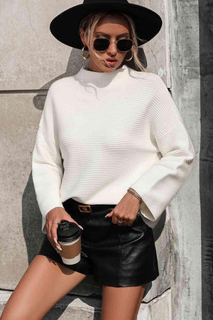 Warm Sophistication Mock Neck Pullover Sweater - MXSTUDIO.COM