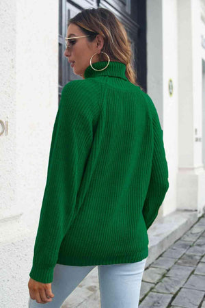 Warm Sophistication Turtleneck Ribbed Knit Sweater - MXSTUDIO.COM