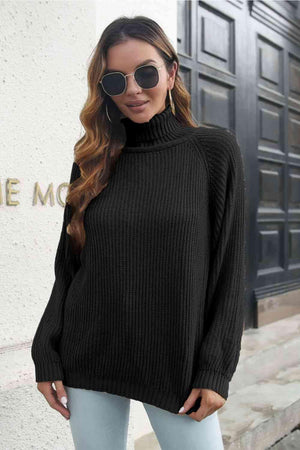 Warm Sophistication Turtleneck Ribbed Knit Sweater - MXSTUDIO.COM