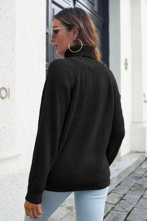 Warm Sophistication Turtleneck Ribbed Knit Sweater - MXSTUDIO.COM