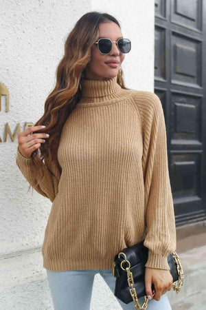 Warm Sophistication Turtleneck Ribbed Knit Sweater - MXSTUDIO.COM