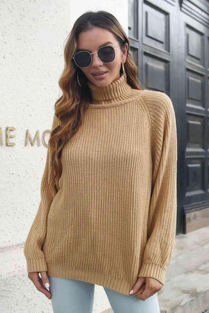 Warm Sophistication Turtleneck Ribbed Knit Sweater - MXSTUDIO.COM