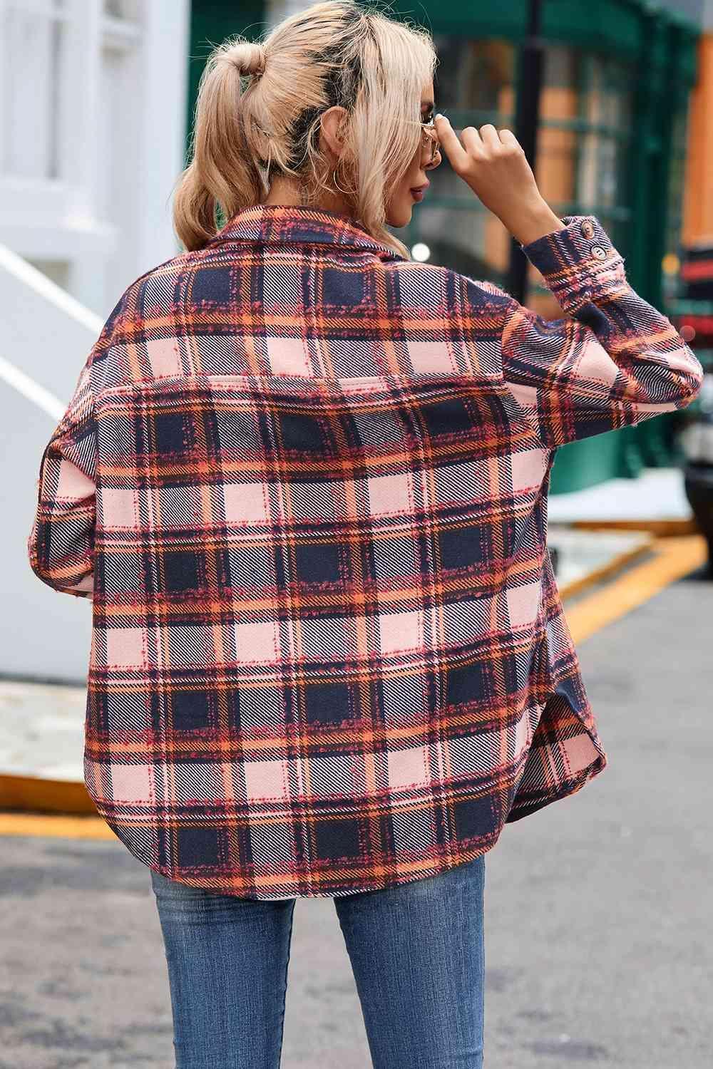 Warm Wanderer Buttoned Plaid Shirt Jacket - MXSTUDIO.COM