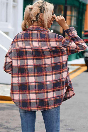 Warm Wanderer Buttoned Plaid Shirt Jacket - MXSTUDIO.COM