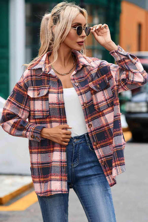 Warm Wanderer Buttoned Plaid Shirt Jacket - MXSTUDIO.COM