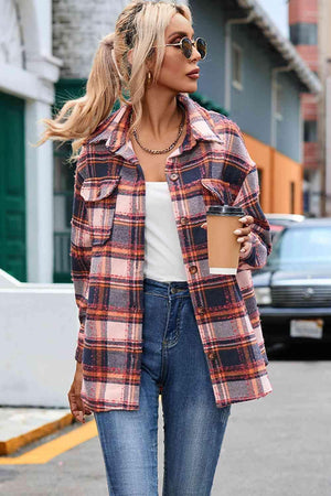 Warm Wanderer Buttoned Plaid Shirt Jacket - MXSTUDIO.COM