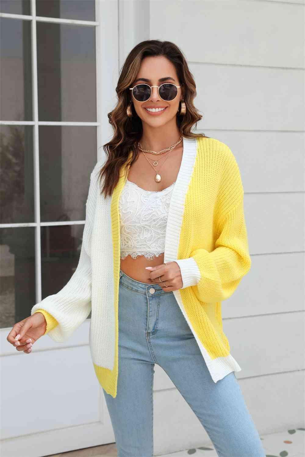 Wear All Year Round Knit Balloon Sleeve Cardigan - MXSTUDIO.COM