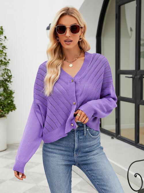 Wear Any Season Drop Shoulder Open Knit Cardigan-MXSTUDIO.COM