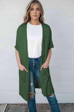 Wear Everywhere Open Front Short Sleeve Long Cardigan - MXSTUDIO.COM