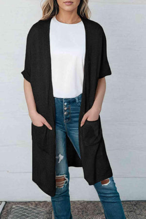 Wear Everywhere Open Front Short Sleeve Long Cardigan - MXSTUDIO.COM
