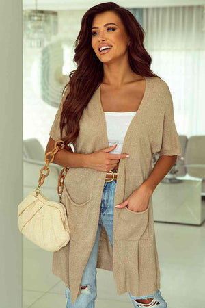 Wear Everywhere Open Front Short Sleeve Long Cardigan - MXSTUDIO.COM