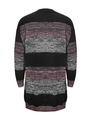 Weather Defense Knit Open Front Long Striped Cardigan-MXSTUDIO.COM