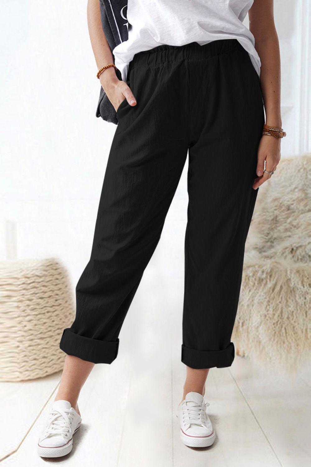 Weekend Stroll Elastic Waist Straight Leg Pants - MXSTUDIO.COM