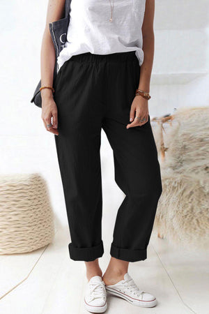 Weekend Stroll Elastic Waist Straight Leg Pants - MXSTUDIO.COM